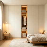 Armoire intégrée moderne et écologique sur mesure, armoire de chambre à coucher du sol au plafond avec éclairage LED pour chambre à coucher, appartement, maison