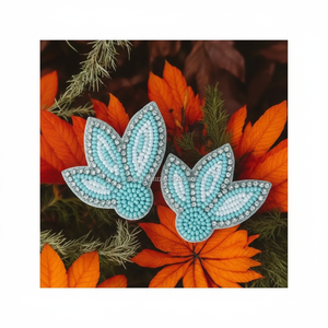 Pendientes de cuentas de semilla de hoja turquesa, diseño Floral azul, borde de diamantes de imitación, joyería con cuentas, pendientes llamativos, moda de fiesta elegante - Product Image 1