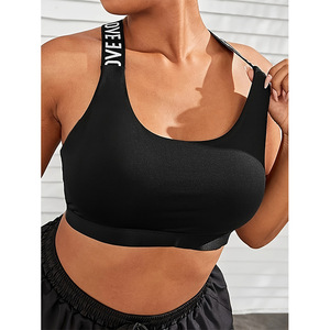Comodo Reggiseno Sportivo Senza Cuciture Taglia 4XL con Stampa Lettering e Colori a Contrasto, Imbottito e Senza Ferretto, per Yoga, Palestra e Fitness Femminile - Product Image 4