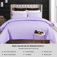 Ensemble de literie d'hôtel en satin rayé 100% coton 200TC de haute qualité, tailles King/Queen/Twin, housses de 3 cm, draps de lit d'hôtel, ensemble de linge