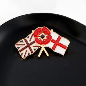 Coquelicot fleur britannique St. George croix Double drapeau broche mode émail épinglette Badge - Product Image 5
