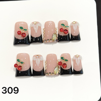 Faux ongles à presser faits main en forme de bec de canard 501-505, 10 pièces, réutilisables, en acrylique, pour enfants, motif carré artificiel