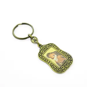 HT Creative Metal Keychain Religious Gifts Cute Catholic Orthodox Mary Icon Pendant Key Chain