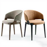 Chaise de salle à manger mobile en bois massif nordique, style luxe léger, moderne et minimaliste, en cuir et tissu, pour réception et restaurant, design de créateur