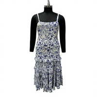 Robe midi à bretelles spaghetti à imprimé floral avec volants, robe tissée décontractée d'été