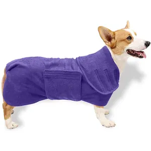 Быстро впитывает влагу, полотенца для щенков, аксессуары для купания, регулируемый ошейник и талия, сохнущее пальто для собак, полотенце для халата