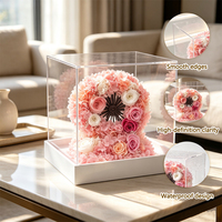 Boîte de présentation personnalisée en acrylique haute transparence, anti-poussière, avec base blanche, pour rose éternelle ou fleur préservée