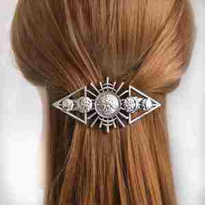 Pinza para el pelo de aleación estilo vikingo con búho, nudo celta, gótico, bruja, luna hueca vintage, joyería para mujer - Product Image 2