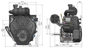 เครื่องยนต์เบนซิน Loncin สองสูบ รุ่น 2V90FD สตาร์ทไฟฟ้า ระบายความร้อนด้วยอากาศ สำหรับงานหนัก 999 ซีซี 36 แรงม้า พร้อมลูกปืน - Product Image 4