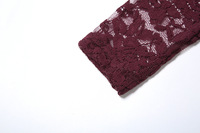 Robes longues sexy pour femmes, style club, été, dentelle ajourée, bordeaux, manches longues