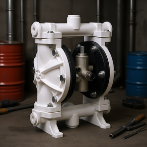 Pompe à double diaphragme à commande pneumatique, entrée/sortie 1/2, corps en polypropylène, pour pétrole, diesel, huiles et fluides à faible viscosité - Product Image 2