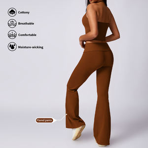 Nueva ropa de entrenamiento de pierna ancha de cintura alta Scrunch Butt mujeres Yoga Leggings con logotipo personalizado deportes Fitness pantalón Leggings señoras - Product Image 3