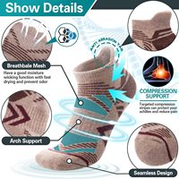 Chaussettes de course de randonnée à la cheville en laine mérinos Compression coussin épais respirant chaussettes invisibles pour hommes femmes