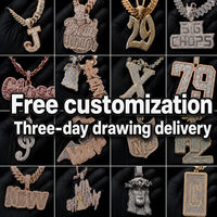 Pendentif de chaîne personnalisé avec nom en Moissanite VVS et diamants de laboratoire taille baguette, en Or 14K 18K, style Hip Hop pour homme