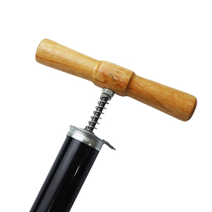 Портативный ручной велосипедный насос с деревянной ручкой домашний стальной и пластиковый напольный насос с клапанным адаптером - Product Image 2