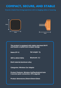 Adaptateur sans fil <span class=keywords><strong>CarPlay</strong></span> Android Auto Vastfly CP12 <span class=keywords><strong>Mini</strong></span> 2-en-1, connexion USB, certifié CE/FCC, compatibilité universelle - Product Image 3