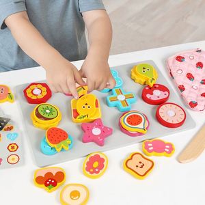 Montessori Kitchen Wooden Kids <b>Cutting</b> and Slicing <b>Cookies</b> Fruit Matching Game Play Food Set - Product Image 2
