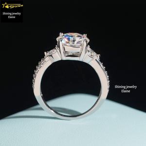 फैशन गहने पास हीरे की अंगूठी गहने महिलाओं डी रंग VVs मोइससानाइट 925 स्टर्लिंग चांदी की अंगूठी - Product Image 2