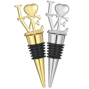 Love Wine <b>Stopper</b> Gold And Silver Zinc Alloy Bottle Seal For Wedding Party Gift - Product Image 2