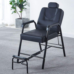 Black Adjustable Barber Chair Foldable Salon Reclining Chair with <b>Footrest</b> Ergonomic Shaving Chair for Barbershop - Product Image 2