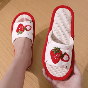 Wholesale Hot Sale Eva Sole Girl's Soft Soled Slippers Linen Upper Flat Slippers With Brand New High Quality - Product Image 5