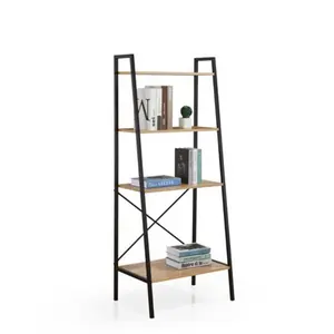 X Back Design 4-Tier Shelf Ladder Bookcase storing books decorative items and more living room furniture TD-006B