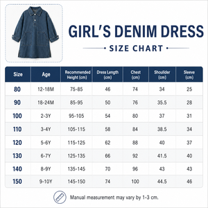 Abito in denim da <span class=keywords><strong>bambina</strong></span> 2026 a maniche lunghe con colletto polo, vestibilità ampia, bottoni frontali, tasche, in denim lavato, casual autunnale per bambini - Product Image 6