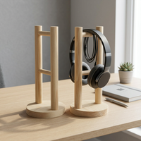 Support pour casque en bois massif, support rond en bois pour casque, support pour écouteurs supra-auriculaires, organisateur de bureau