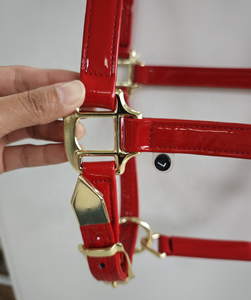 Horshi – Collier de tête réglable en cuir verni avec attache de cou pour un retrait facile, pour chevaux d'équitation et d'écurie - Product Image 4