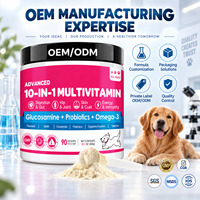 Poudre multivitaminée 10 en 1 pour chiens et chats, glucosamine, probiotiques, oméga 3, digestion, articulations, peau, fabrication OEM