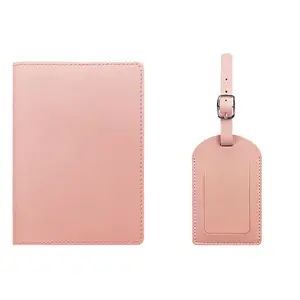 Wholesale Custom LOGO PU Leather Travel Set Passport Holder Luggage Tag Set for Business Gift Customization Passport Cover