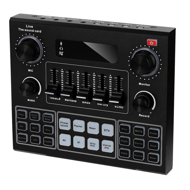 V9 Sound Card Audio Interface for Live Podcast Equipment for Phone PC Live Streaming Equipment on Facebook and Youtube