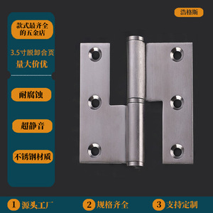 Bisagras de acero inoxidable Rideley de 3 pulgadas cuadradas, extraíbles, con cierre suave, para puertas de madera de habitaciones ignífugas - Product Image 5