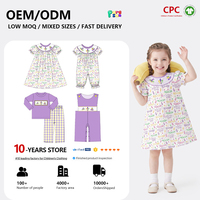 Puresun Mardi Gras Carnival Vente en gros Broderie personnalisée Vêtements pour enfants Ensemble de vêtements pour bébés filles Tenues pour filles à manches bouffantes