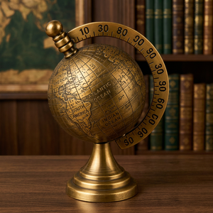 Globe terrestre en laiton fait main, style antique, globe de bureau vintage, décoration décorative pour la maison et le bureau, affichage éducatif de la carte du monde - Product Image 4