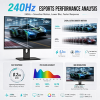 Moniteur de jeu pour ordinateur de bureau, écran IPS 23,8 pouces QHD 2K 1440P 240Hz, temps de réponse rapide, vente en gros, pour le bureau et les jeux