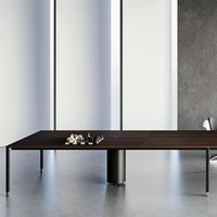 Grande table de conférence moderne en bois avec panneau mélaminé pour bureau, école, hôpital, design luxueux, prise électrique, forme carrée