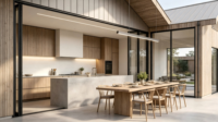 Maison préfabriquée scandinave à toit en pente, éco-responsable, extérieur 2 étages, cabane de vacances avec espace extérieur