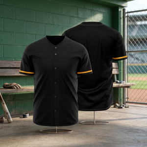 Maillot de baseball unisexe personnalisé, col en V, manches courtes, boutons sur le devant, polyester respirant, coupe classique, printemps-été - Product Image 2