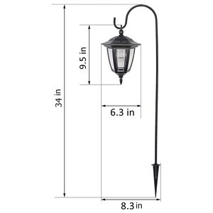 Lot de 2 lampes solaires suspendues, étanches, avec crochets de berger, éclairage paysager pour pelouse, patio, cour, allée, entrée de garage - Product Image 6