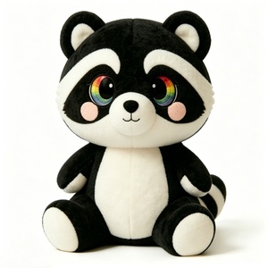 ตุ๊กตาแรคคูนนั่งน่ารักแบบสั่งทำพิเศษ ตุ๊กตาสัตว์นุ่มสีดำขาวพร้อมตาสีรุ้ง ตุ๊กตาแรคคูนป่า - Product Image 5