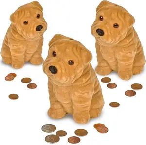 Amazon's Cartoon 5.5 Inch Flocked Puppy Coin Bank for Kids Dog Money Saving Piggy Banks for Loose Change