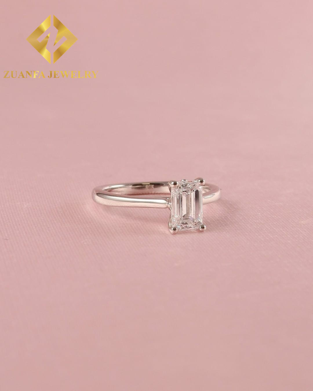 10K moissanite emerald cut