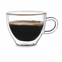 Vente flash - Tasse à café en verre borosilicate à double paroi, réutilisable, passe au micro-ondes et au lave-vaisselle