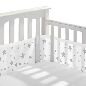 부드러운 통기성 아기 메쉬 유아용 침대 라이너 아기 유아 침대 샌드위치 안전 범퍼 가장자리 코너 가드 프로텍터
