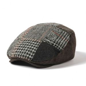 Nouvelle casquette plate en coton pour homme, style rétro, motif pied-de-poule, inspirée des modèles européens, américains et britanniques, collection automne-hiver 2023 - Product Image 5