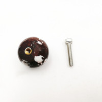 Bouton de poignées de porte d'armoire en forme de boule ronde en marbre Rosso Levanto
