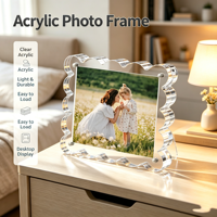 Porte-photos magnétique double face en plastique, cadre photo transparent sur pied pour la décoration intérieure domestique
