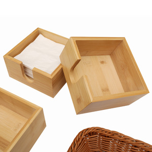Square Bamboo Tissue Box Organizer Multipurpose Desktop Storage For Napkins And Tissues - Product Image 4