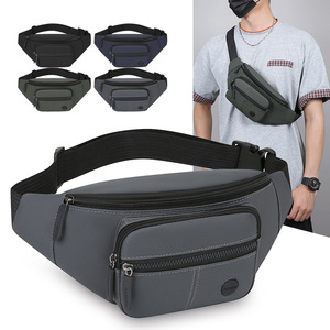 Men's Waist Bag Multi Functional Zippered Chest Bag Soft Coating Material Everyday Outfits Gray Black Military Green Dark Blue - Product Image 1